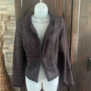 NWT Beautiful black burgundy/purple and silver Blazer Size 6